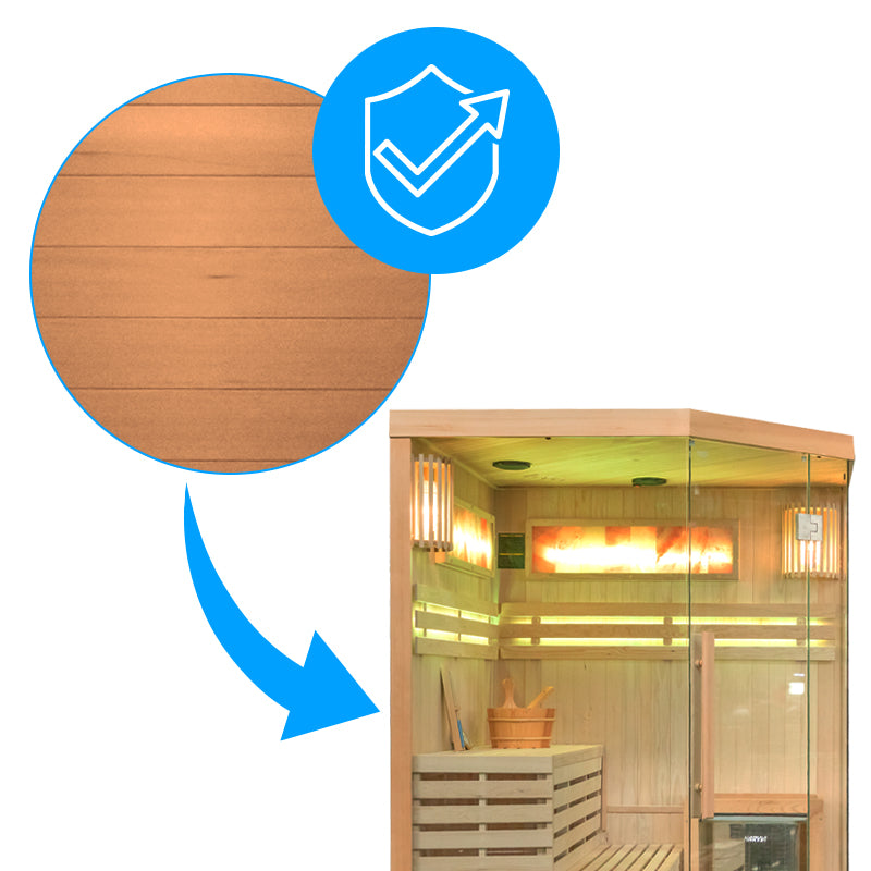 SAUNA FIŃSKA WYSOKOTEMPERATUROWA Z PIECEM KEMI4/HARVIA 4-5 OSOBOWA 150x150 KEMI4