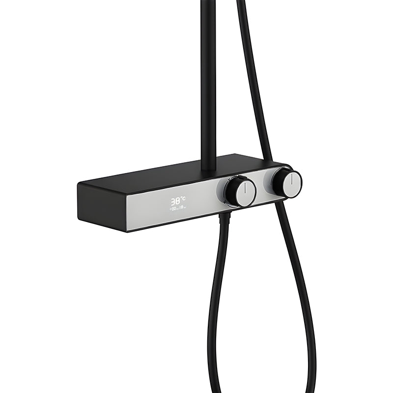 BATERIA PRYSZNICOWA ŁAZIENKOWA Z DESZCZOWNICĄ ŚCIENNA F12-BL CZARNA LCD F12-BL