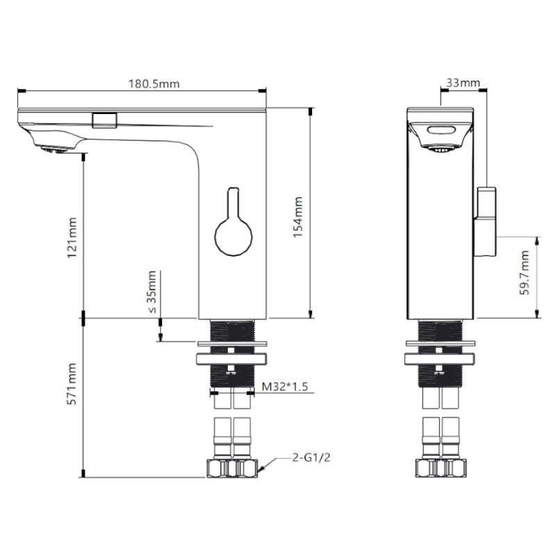 BATERIA ŁAZIENKOWA BEZDOTYKOWA F14-BL CZARNA LCD F14-BL