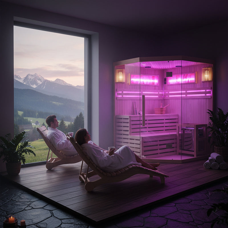 SAUNA FIŃSKA WYSOKOTEMPERATUROWA Z PIECEM KEMI4/HARVIA 4-5 OSOBOWA 150x150 KEMI4