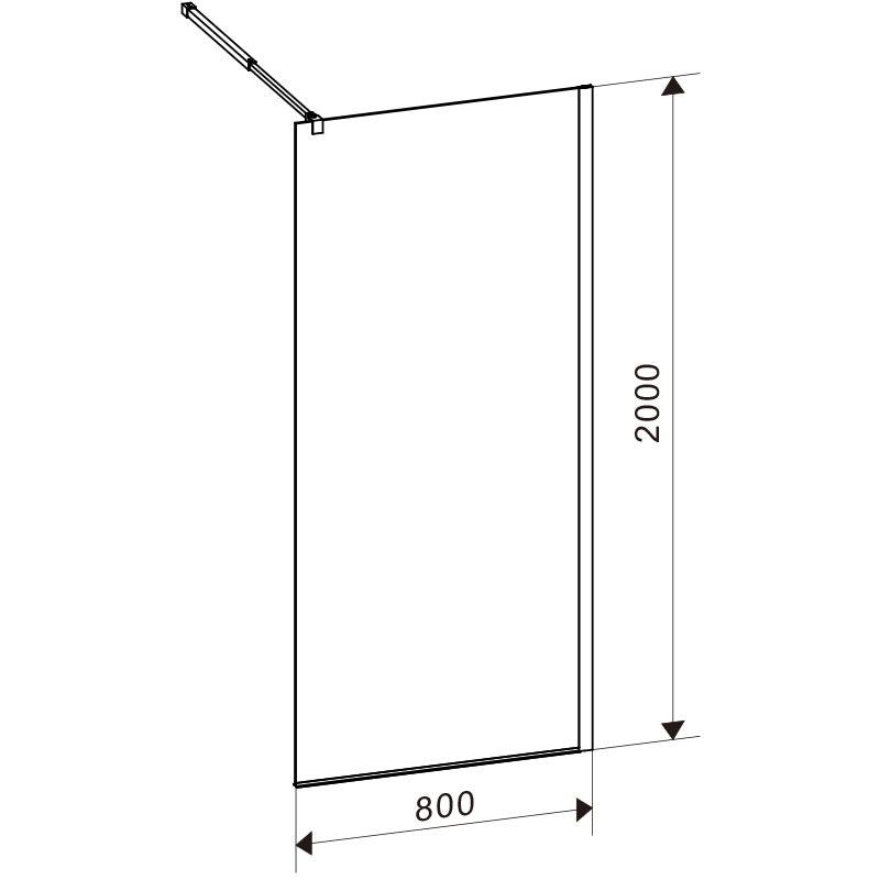 ŚCIANKA PRYSZNICOWA SH04B CZARNA 80 CM 8 MM SH04B-BL-80