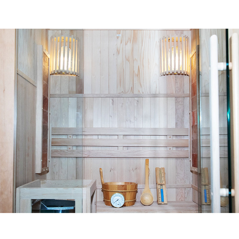 SAUNA FIŃSKA WYSOKOTEMPERATUROWA Z PIECEM KEMI1/HARVIA 1-2 OSOBOWA 120x105 KEMI1