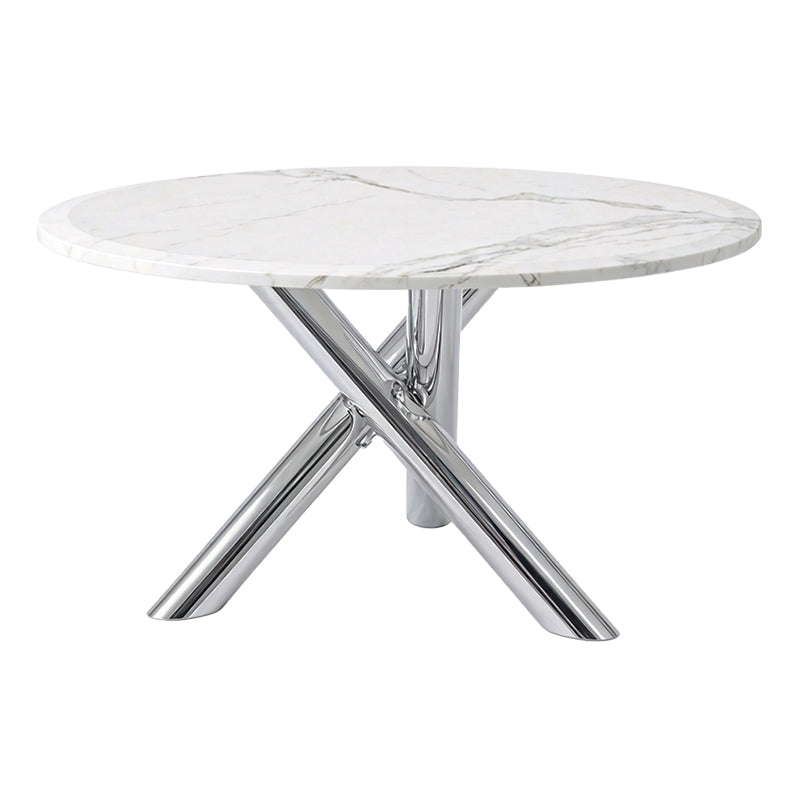 STOLIK KAWOWY NEXO OKRĄGŁY SREBRNY BIAŁY MARMUR 80 CM NEXO-CH-WH