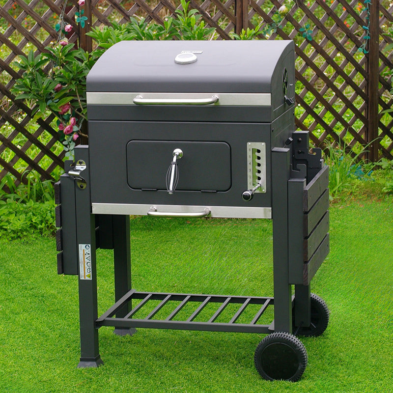 GRILL OGRODOWY WĘGLOWY Z POKRYWĄ I PÓŁKAMI VL13 DUŻY XXL SZARY VL13-GREY