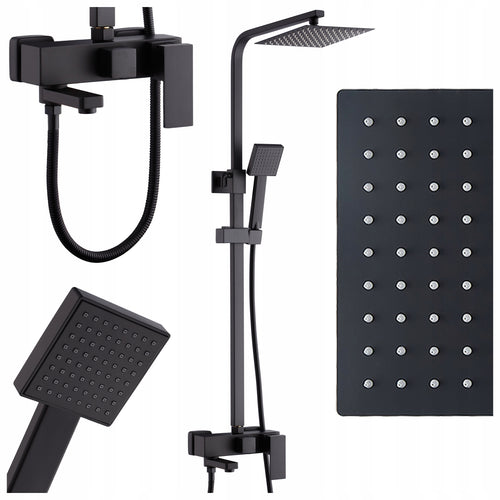 BATERIA PRYSZNICOWA Z TERMOSTATEM I DESZCZOWNICĄ F170B CZARNA F170B-BL