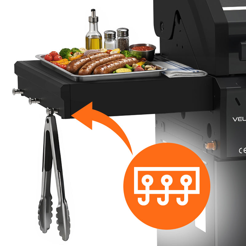 GRILL OGRODOWY GAZOWY Z POKRYWĄ I PÓŁKAMI ZEUS-B CZARNY RUSZT ŻELIWNY ZEUS-B
