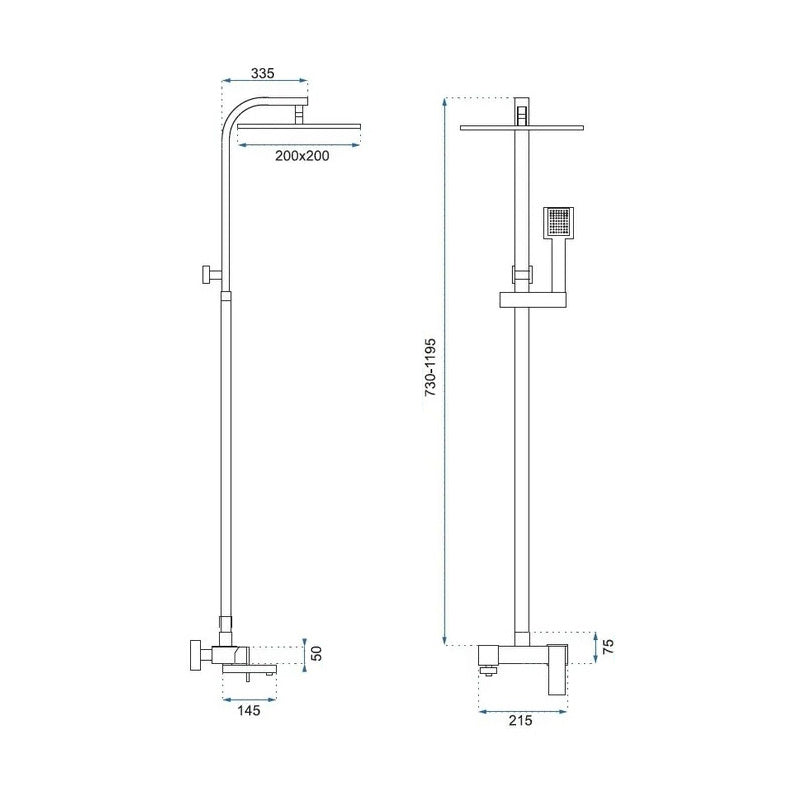 BATERIA PRYSZNICOWA ŁAZIENKOWA Z DESZCZOWNICĄ F170A CHROM F170A
