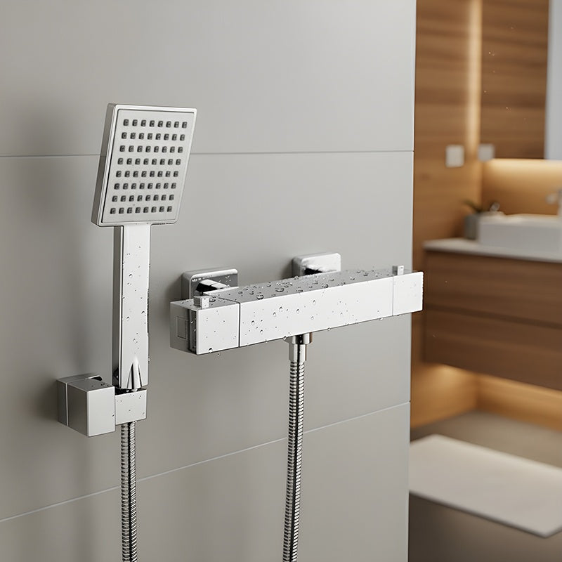 BATERIA WANNOWA ŚCIENNA PRYSZNICOWA ZESTAW Z TERMOSTATEM T202A CHROM T202A