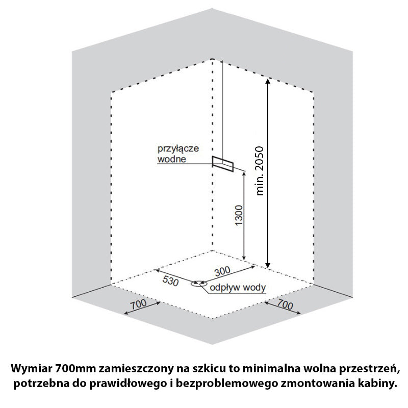 KABINA PRYSZNICOWA PÓŁOKRĄGŁA Z BRODZIKIEM WSH305A MAT CHROM 80x80 CM WSH305A-MAT-80