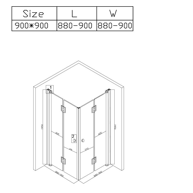 KABINA PRYSZNICOWA KWADRATOWA Z BRODZIKIEM KZ1290B/ST02B CHROM/CZARNY 90x90