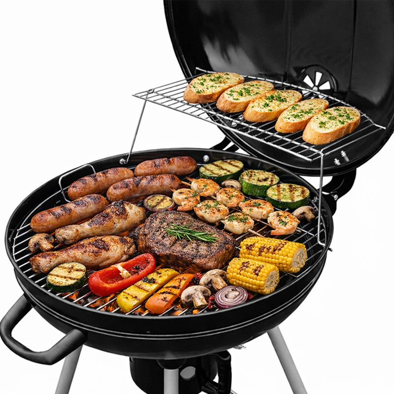 GRILL OGRODOWY WĘGLOWY Z POKRYWĄ OKRĄGŁY VL04 CZARNY VL04-BLACK