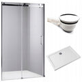 DRZWI PRYSZNICOWE Z BRODZIKIEM SH03B/ST04A CHROM/BIAŁY 95-100/100x90 8 MM