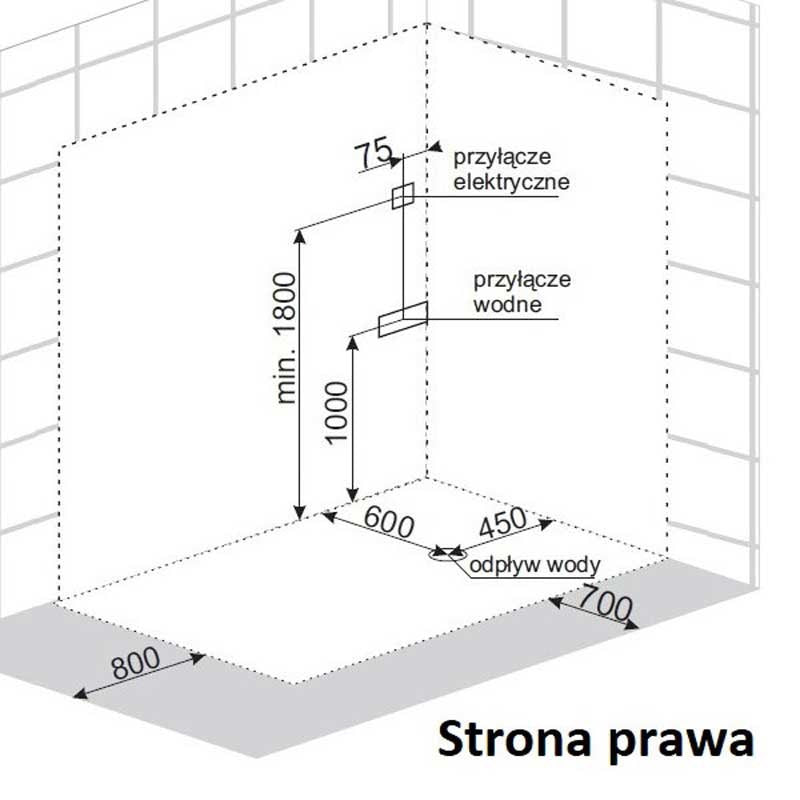 KABINA PRYSZNICOWA Z HYDROMASAŻEM I SAUNĄ WSH7106RWS PRAWA BIAŁA 120x80 CM WSH7106RWS-120X80