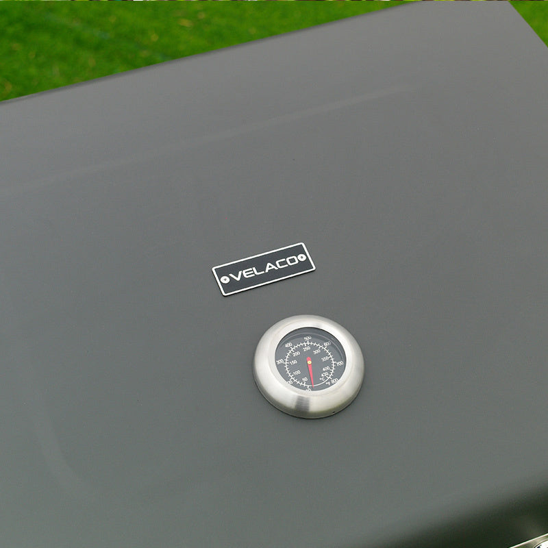 GRILL OGRODOWY WĘGLOWY Z POKRYWĄ I PÓŁKAMI VL13 DUŻY XXL SZARY VL13-GREY