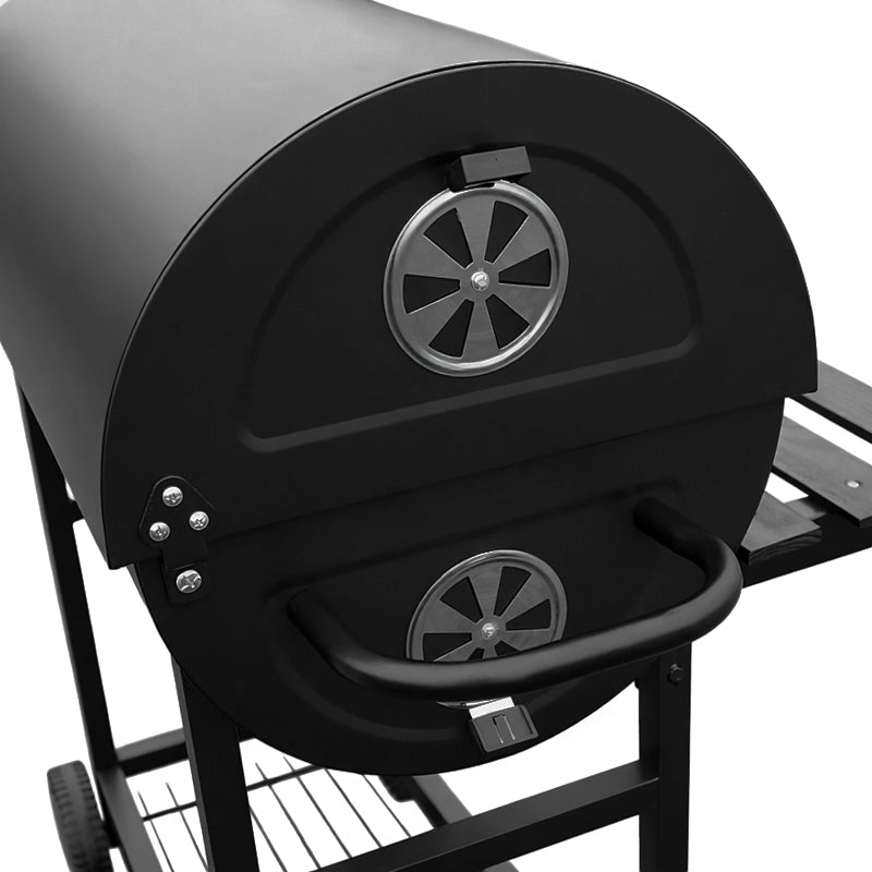 GRILL OGRODOWY WĘGLOWY Z POKRYWĄ I PÓŁKAMI VL03 CZARNY VL03-BLACK