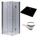 KABINA PRYSZNICOWA KWADRATOWA Z BRODZIKIEM KZ1290B/ST02B CHROM/CZARNY 90x90