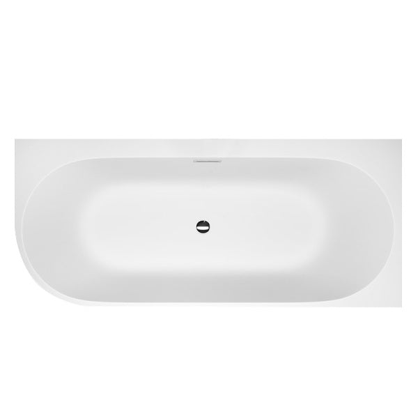 WANNA WOLNOSTOJĄCA PRZYŚCIENNA MERA 509B PRAWA BIAŁA PRZELEW CHROM 150x75CM MERA-509B-R-150X75