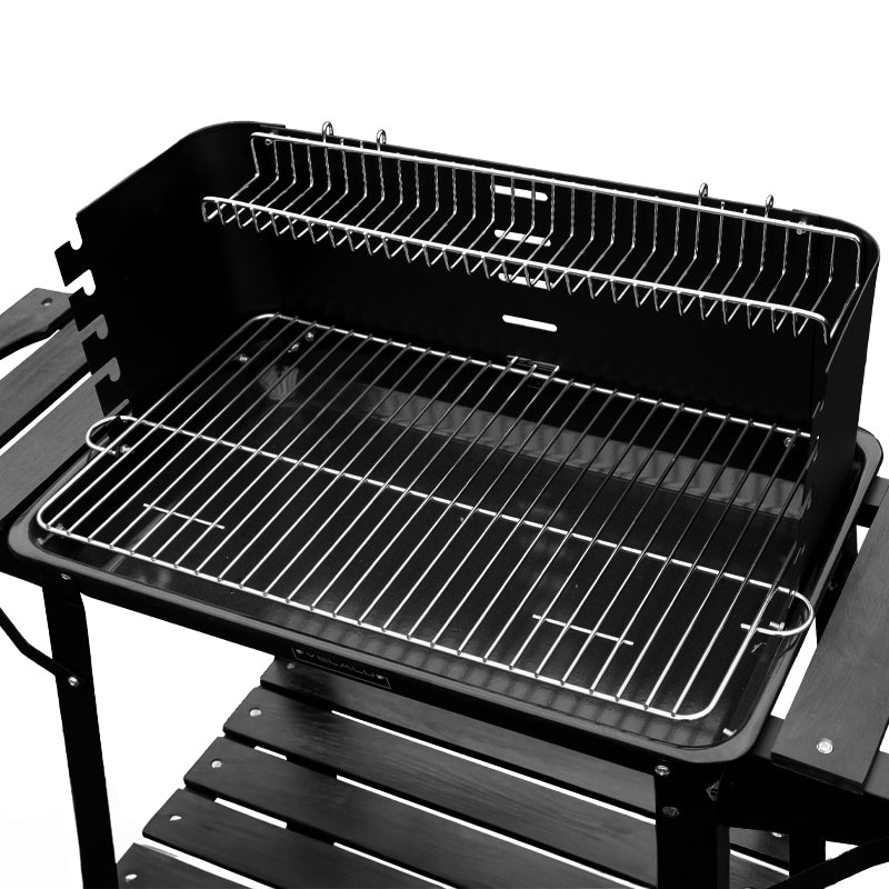 GRILL OGRODOWY WĘGLOWY Z PÓŁKAMI I ROŻNEM VL06-RS CZARNY VL06-RS-BLACK