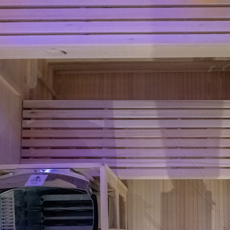 SAUNA FIŃSKA WYSOKOTEMPERATUROWA Z PIECEM LARK3/HARVIA 4,5KW 3-4 OSOBOWA 140x150 CM LARK3