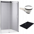 DRZWI PRYSZNICOWE Z BRODZIKIEM SH03B/ST04A CHROM/CZARNY 95-100/100x90 CM 8 MM