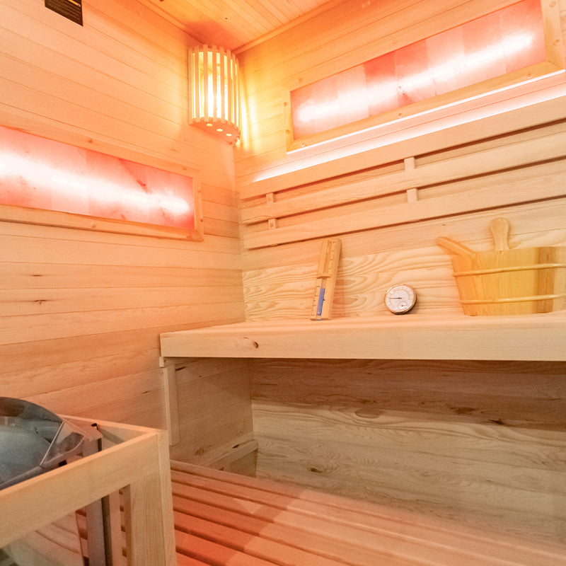 SAUNA FIŃSKA WYSOKOTEMPERATUROWA Z PIECEM LARK3/HARVIA 4,5KW 3-4 OSOBOWA 140x150 CM LARK3