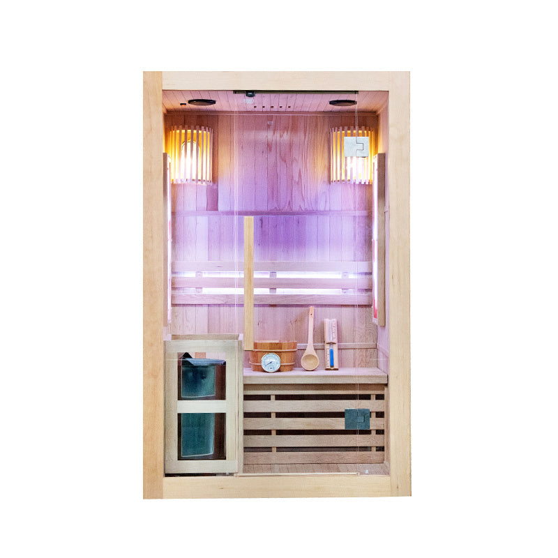 SAUNA FIŃSKA WYSOKOTEMPERATUROWA Z PIECEM KEMI1/HARVIA 1-2 OSOBOWA 120x105 KEMI1
