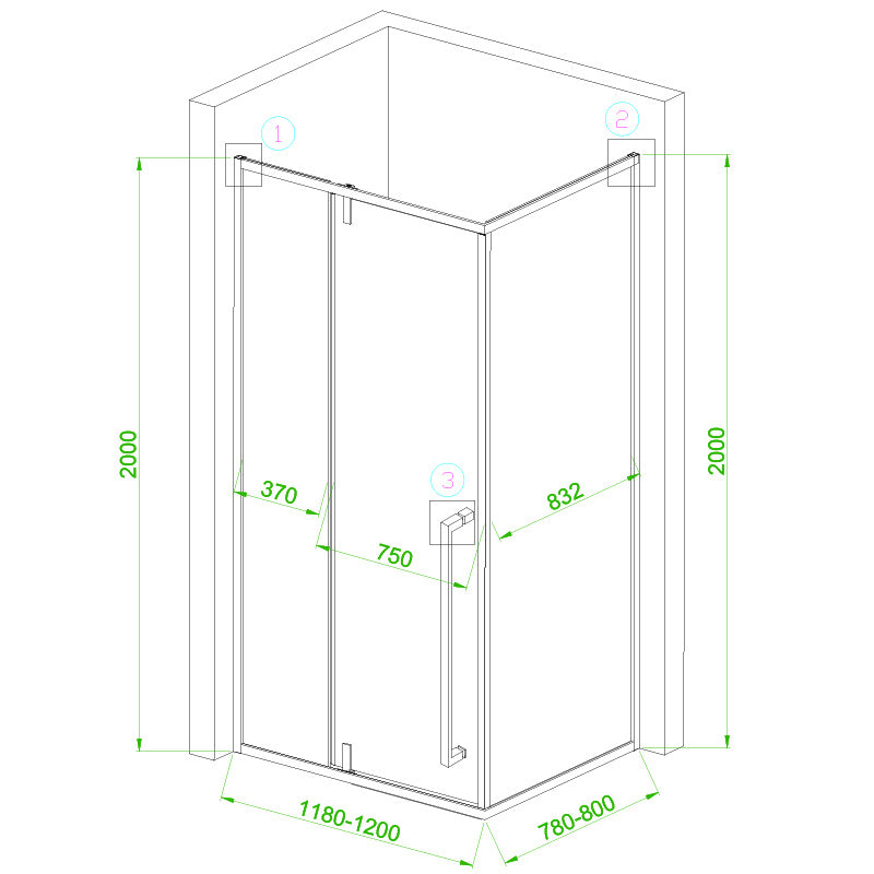 KABINA PRYSZNICOWA PROSTOKĄTNA BS16A CZARNA 100x90 CM BS16A-100X90