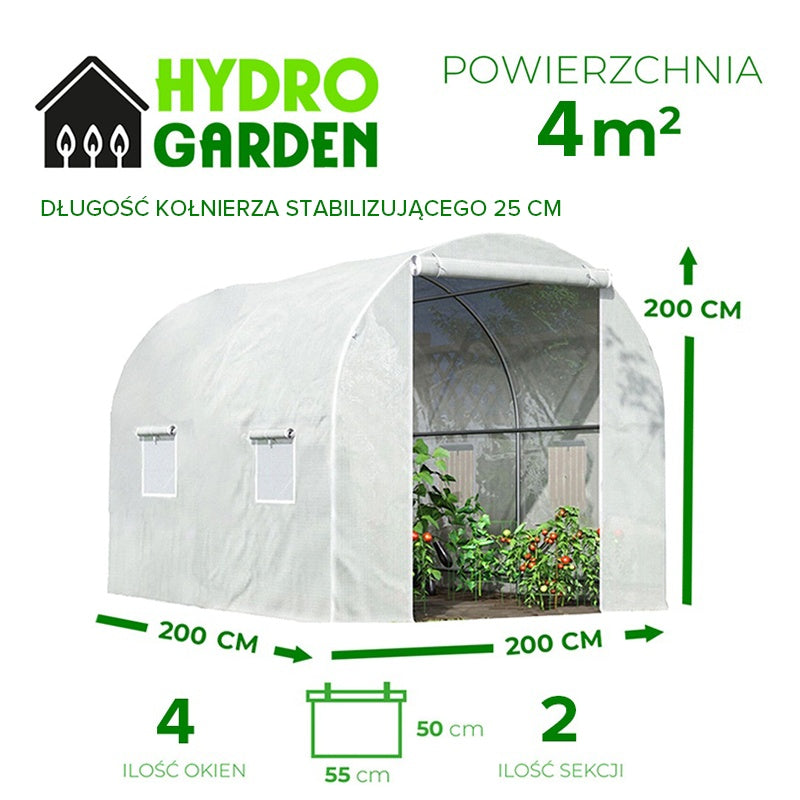 TUNEL OGRODOWY FOLIOWY SZKLARNIA 4m2 TF02W 2x2m BIAŁY TF02W-2X2-WHITE