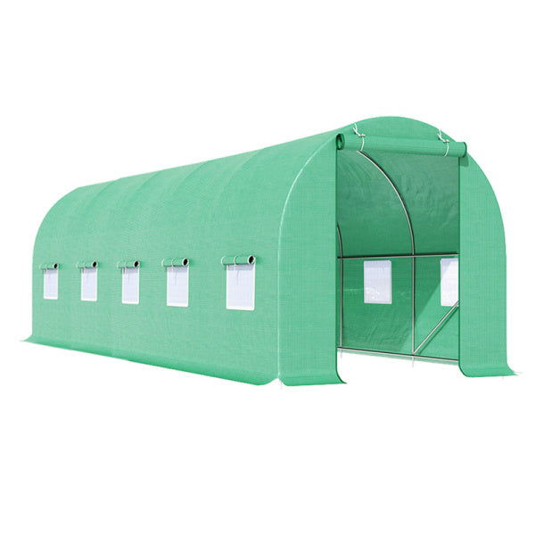 TUNEL OGRODOWY FOLIOWY SZKLARNIA 18m2 TF07G 6x3m ZIELONY SOLIDNY PODWÓJNE DRZWI TF07G-6X3-GREEN-2D