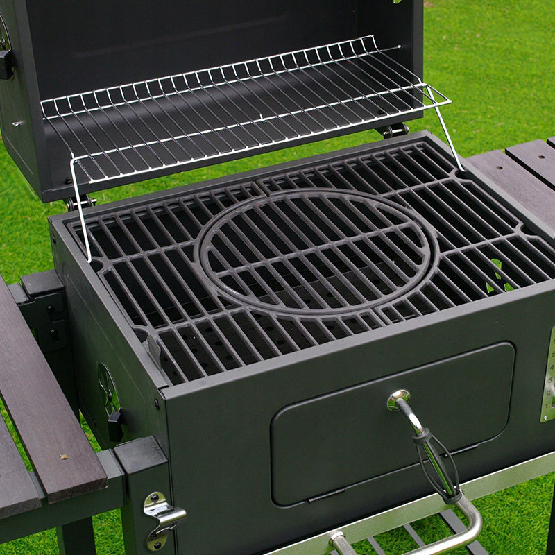 GRILL OGRODOWY WĘGLOWY Z POKRYWĄ I PÓŁKAMI VL13 DUŻY XXL SZARY VL13-GREY