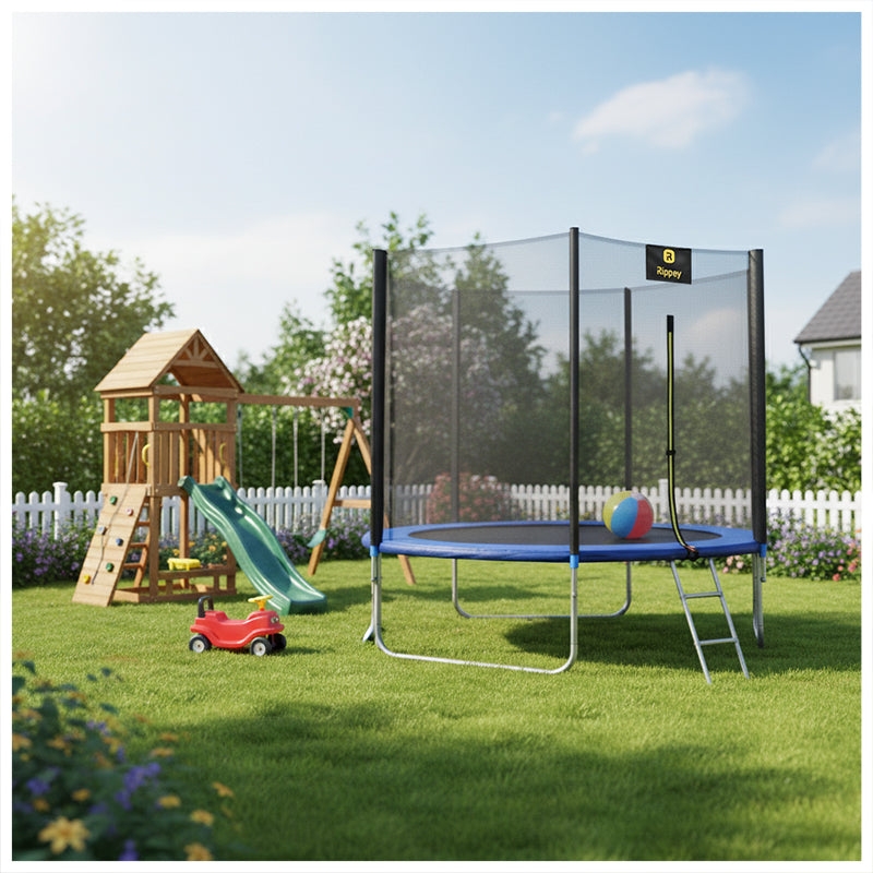 TRAMPOLINA OGRODOWA DLA DZIECI SKY 10FT CZARNO/NIEBIESKA 305 CM 10FT-SKY-305