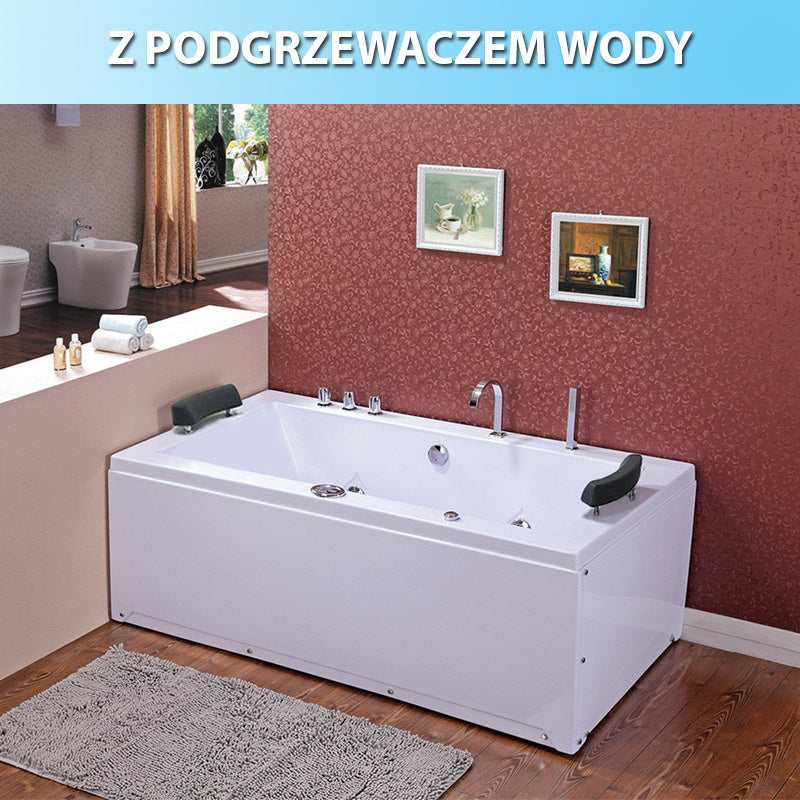 WANNA Z HYDROMASAŻEM Z PODGRZEWACZEM RAMONA 640H BIAŁA 180x90 CM