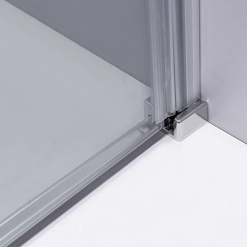 DRZWI PRYSZNICOWE Z BRODZIKIEM SH03B/ST03A CHROM/BIAŁY 95-100/100x80 CM SH03B+ST03A-WH