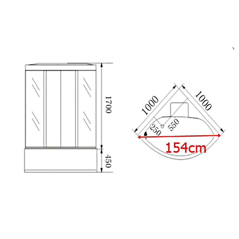 KABINA Z HYDROMASAŻEM WSH7102S 100X100 CM STERYLIZACJA OZONOWA SAUNA WSH7102S-100