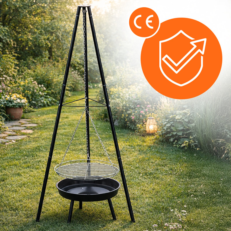 PALENISKO GRILL OGRODOWY WĘGLOWY Z POKRYWĄ VL08 CZARNE VL08-BLACK