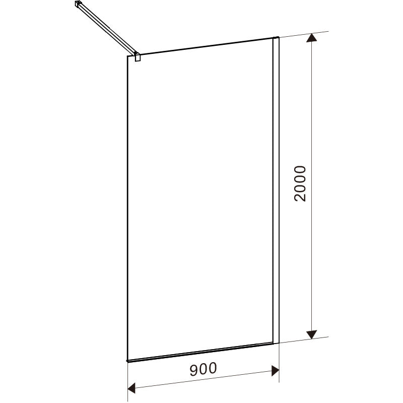 ŚCIANKA PRYSZNICOWA SH05C CZARNA 90 CM 8MM SH05C-BL-90