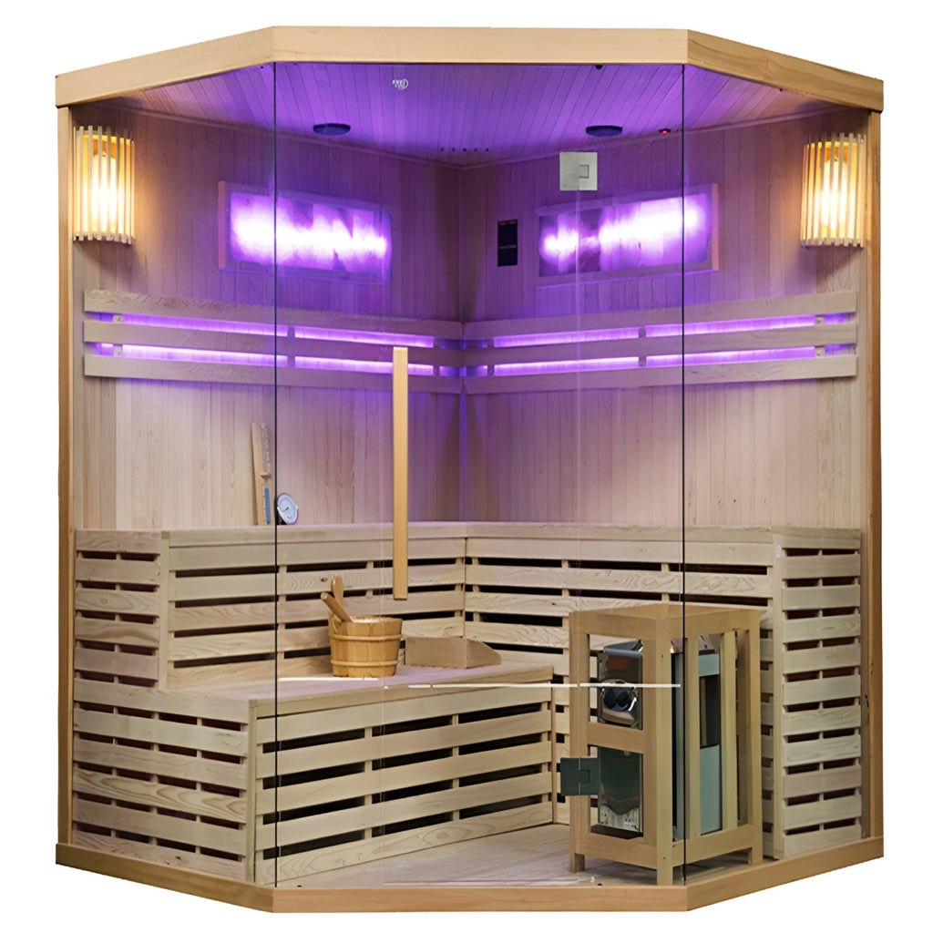 SAUNA FIŃSKA WYSOKOTEMPERATUROWA Z PIECEM KEMI6/HARVI 5-6 OSOBOWA 200x200 KEMI6
