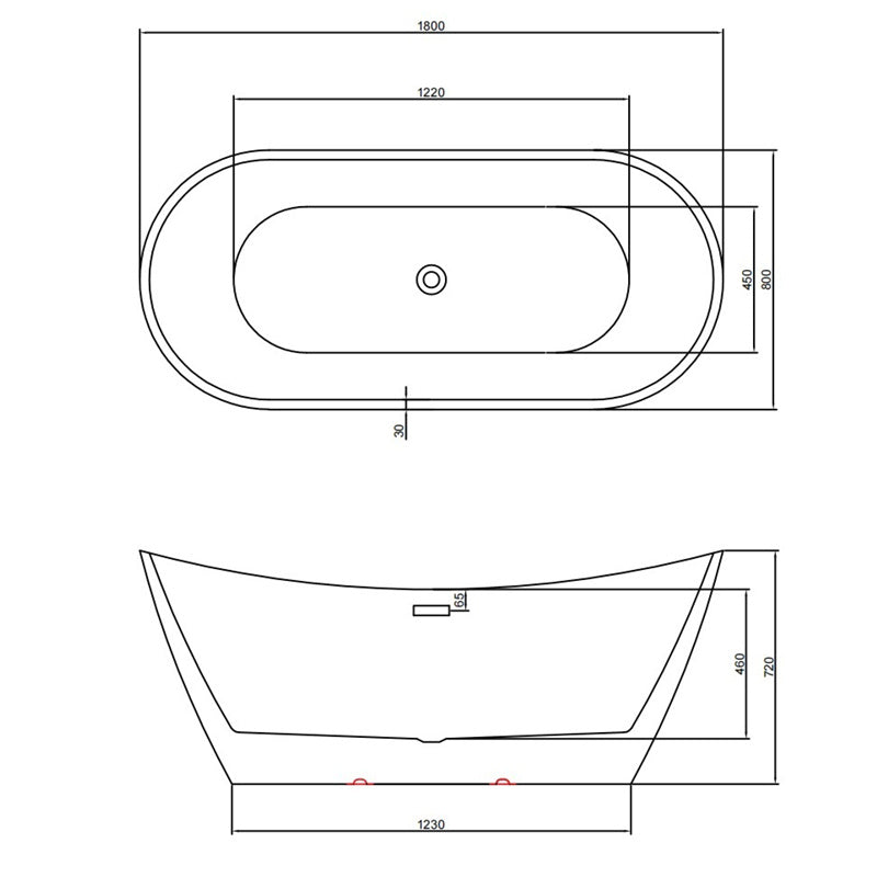 WANNA WOLNOSTOJĄCA RICA 513D BIAŁA PRZELEW ZŁOTA 180x80 CM RICA-513D-P-GL