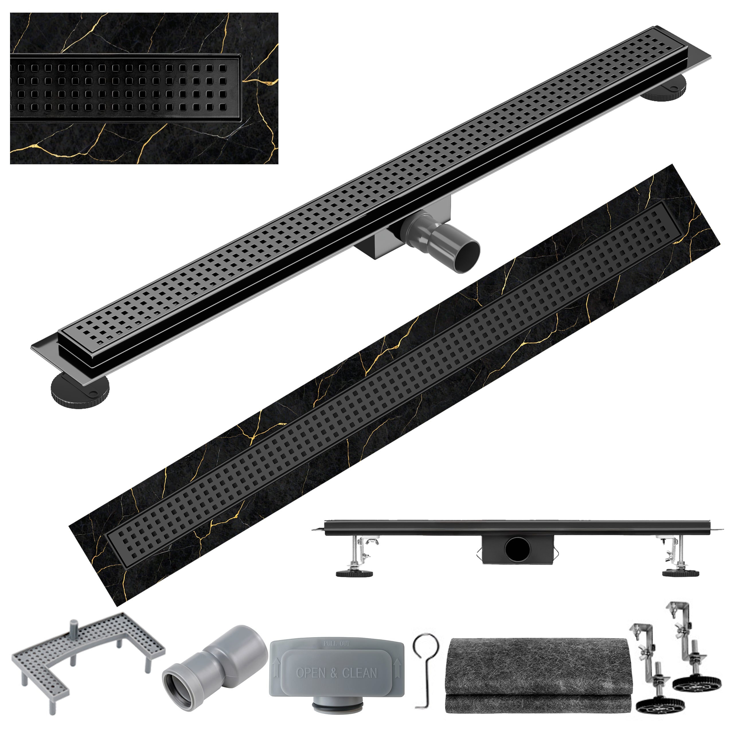 ODPŁYW LINIOWY DL01 QUBE G3 CZARNY 60 CM DL01-QUBE-G3-BL60