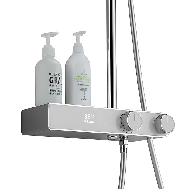 BATERIA PRYSZNICOWA ŁAZIENKOWA Z DESZCZOWNICĄ ŚCIENNA F12A CHROM LCD F12A