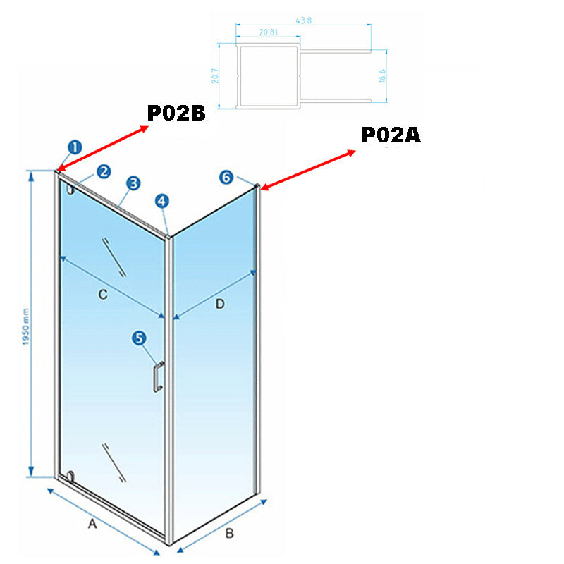 PROFIL POSZERZAJĄCY P02B DO KABIN PRYSZNICOWYCH KZ04.KZ05.KZ06.KZ07 CZARNY P02B-BL