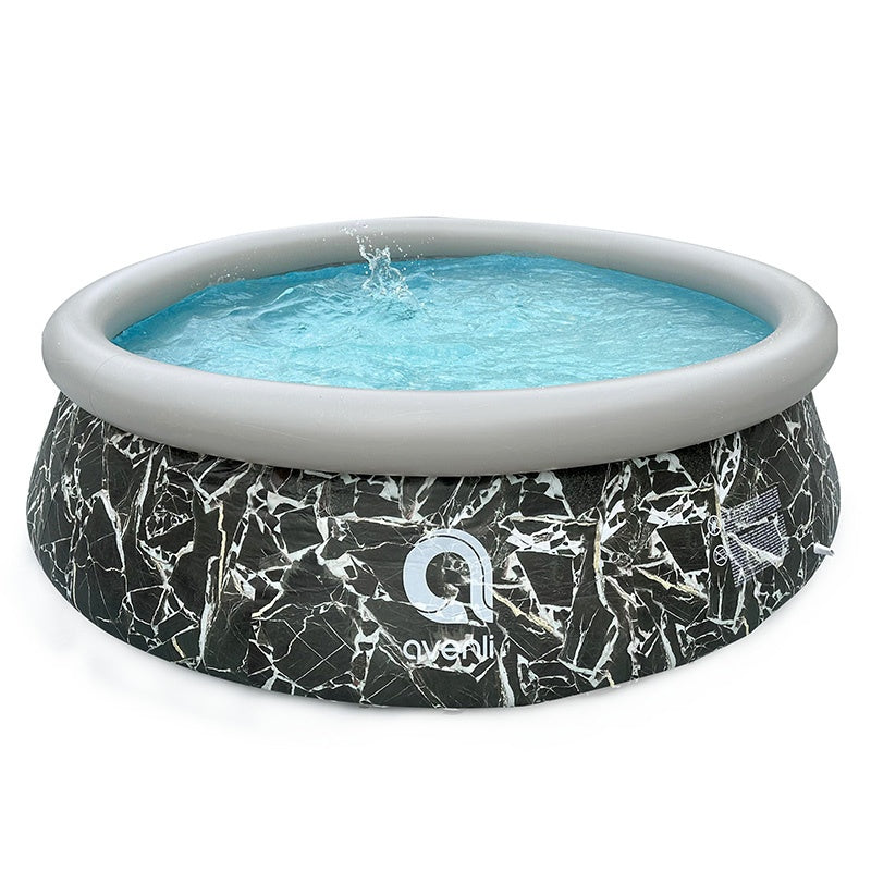 BASEN OGRODOWY POMPOWANY OKRĄGŁY MARBLE Z POMPĄ 360x76 CM MARBLE