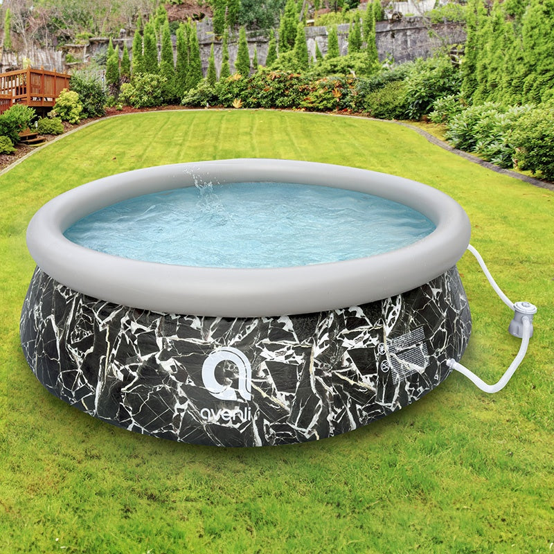 BASEN OGRODOWY POMPOWANY OKRĄGŁY MARBLE Z POMPĄ 360x76 CM MARBLE