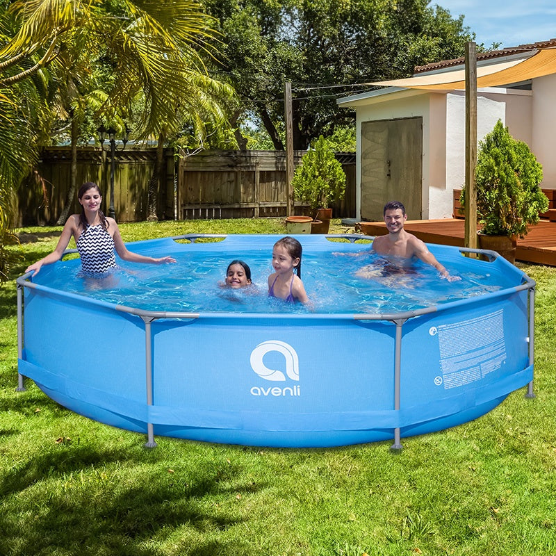 BASEN STELAŻOWY OGRODOWY OKRĄGŁY AVENLI PRAIA Z POMPĄ 300x76 CM POKRYWA ZESTAW PRAIA