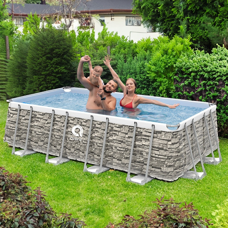 BASEN OGRODOWY STELAŻOWY PROSTOKĄTNY ROCKY Z POMPĄ 400x200 CM ROCKY