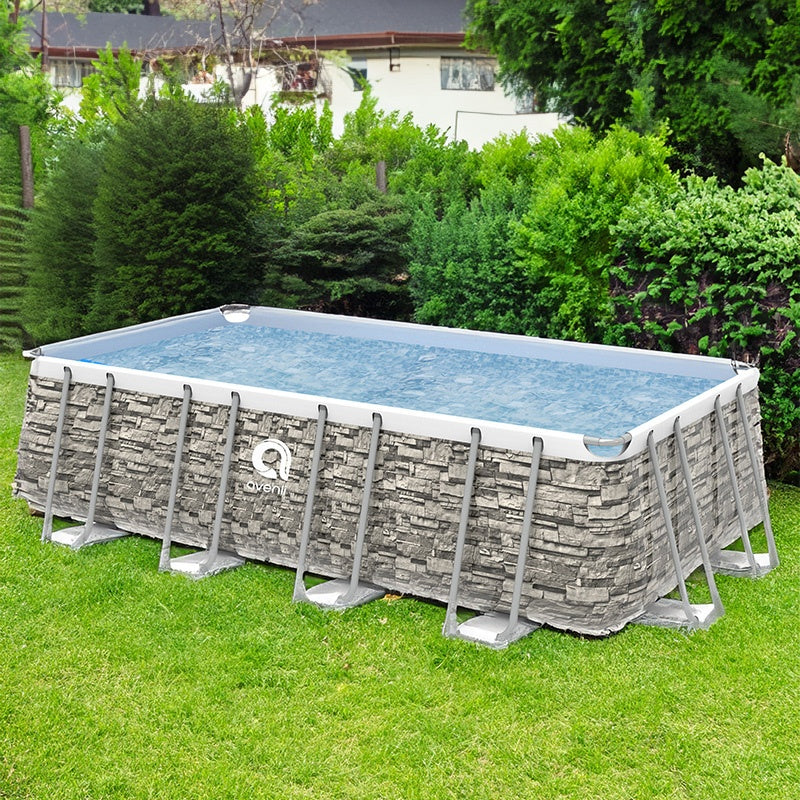 BASEN OGRODOWY STELAŻOWY PROSTOKĄTNY ROCKY Z POMPĄ 400x200 CM ROCKY