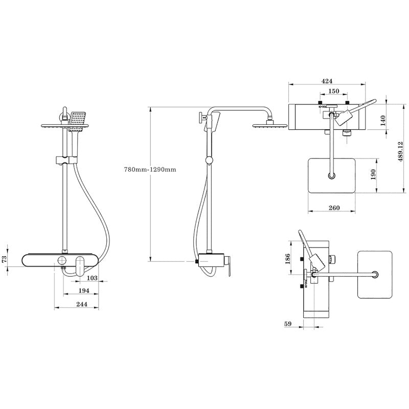 BATERIA PRYSZNICOWA ŁAZIENKOWA T700W BIAŁA LCD T700-WH