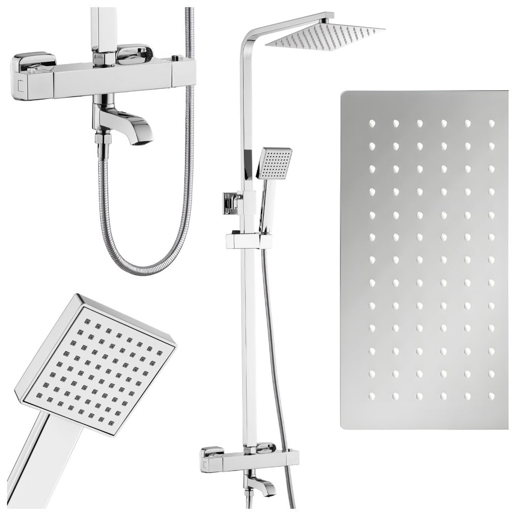 BATERIA PRYSZNICOWA Z TERMOSTATEM I DESZCZOWNICĄ T154A CHROM T154A