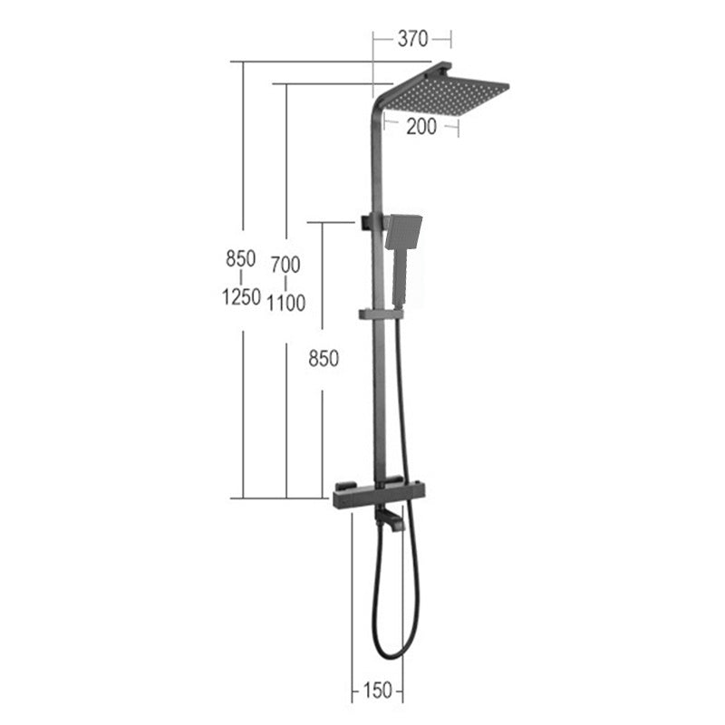 BATERIA PRYSZNICOWA Z TERMOSTATEM I DESZCZOWNICĄ T154B CZARNA T154B-BL