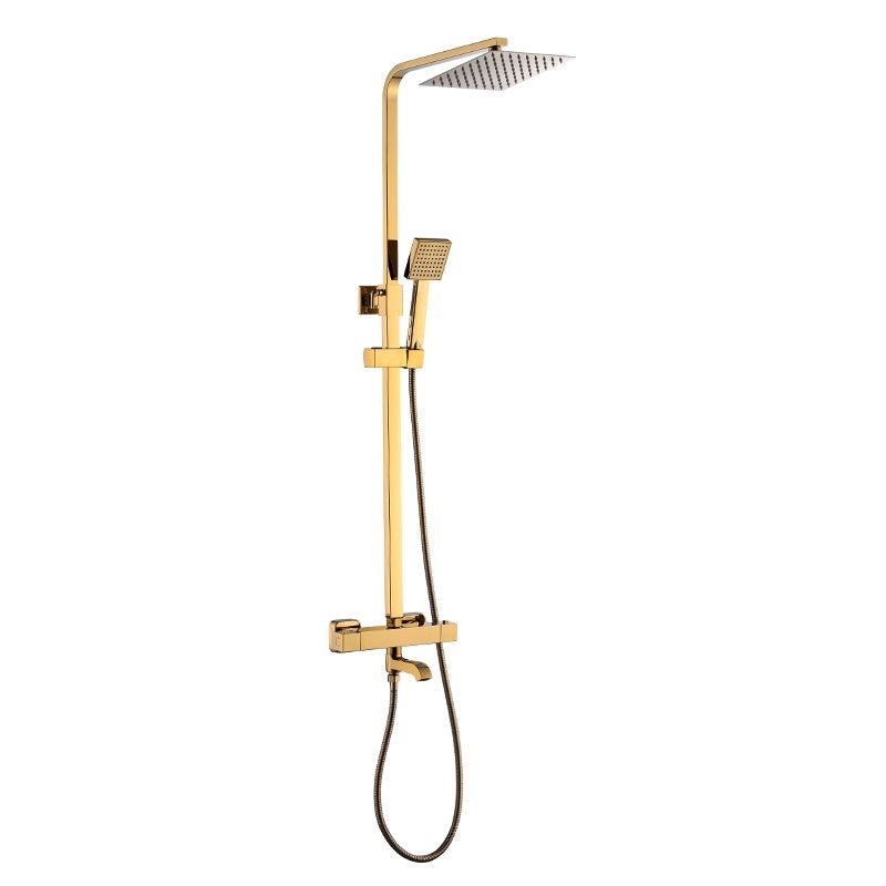 BATERIA PRYSZNICOWA Z TERMOSTATEM I DESZCZOWNICĄ T154C ZŁOTA T154C-GL